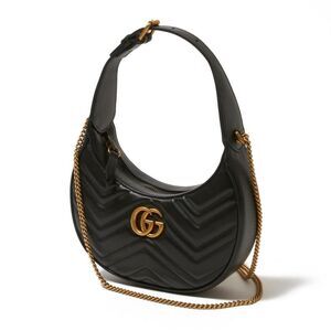 Gucci Shoulder Bag GG Marmont Handbag Black Ladies